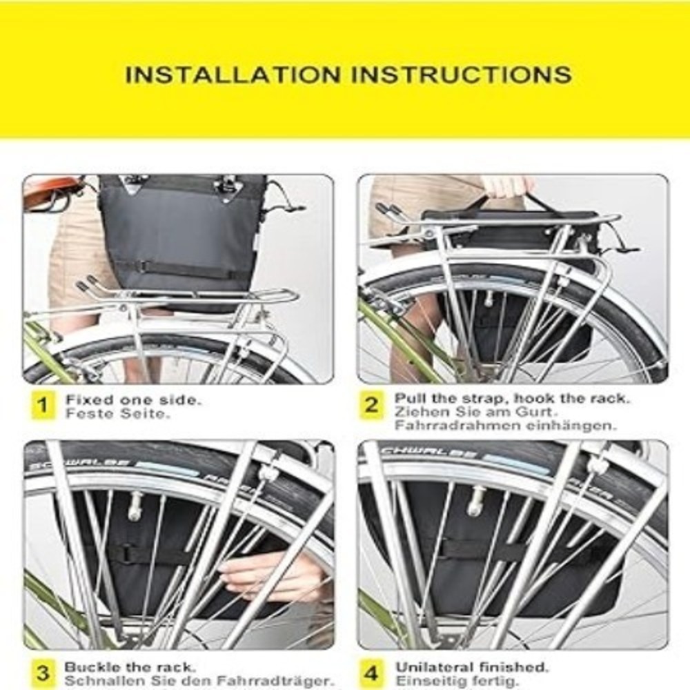 Rhinowalk Bicycle Pannier Rack Bag 3-in-1 Saddle, Laptop & Shoulder Bag Waterpro - Picture 14 of 14